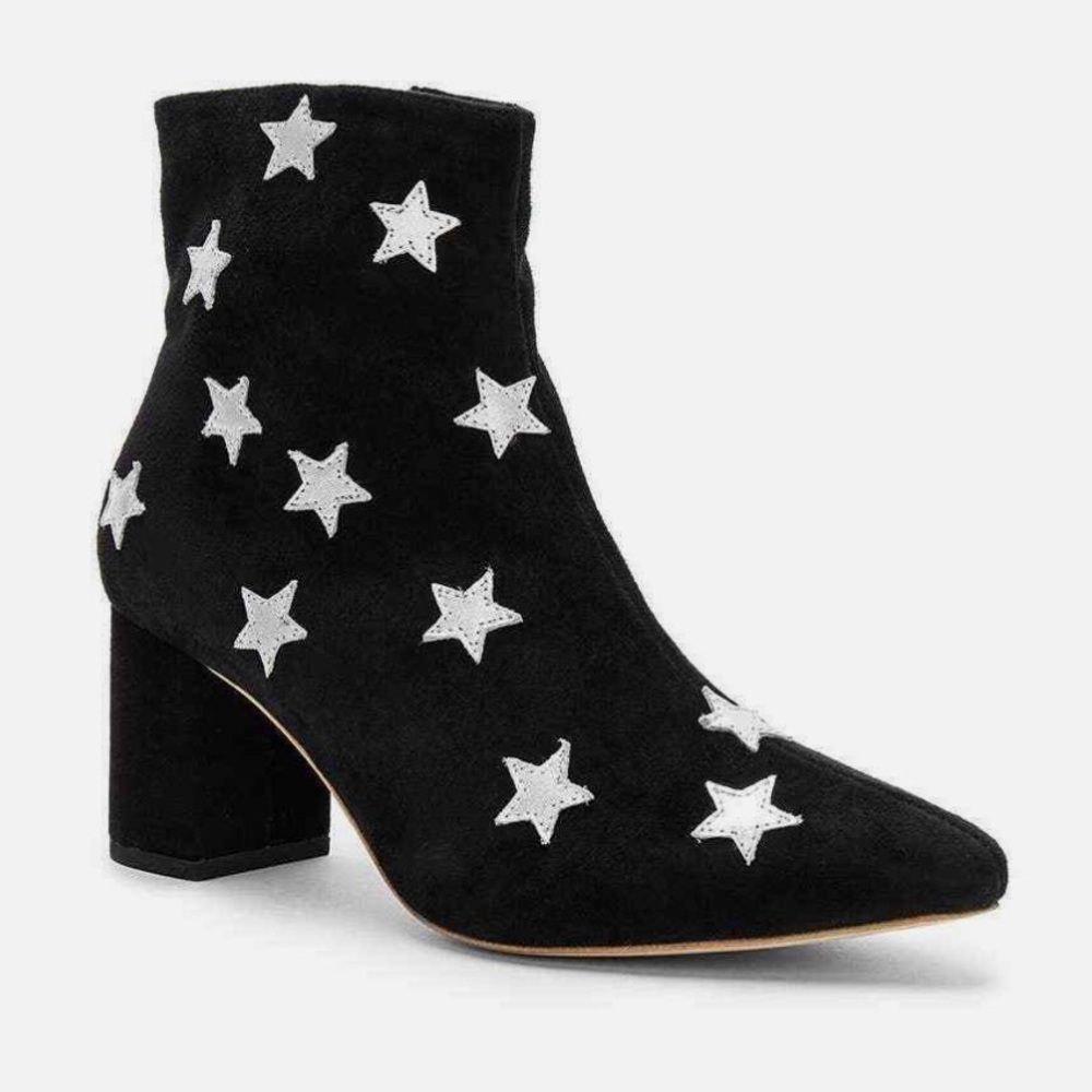 ❤️❤️ Raye Thom Black Suede Silver Star Heeled Bootie❤️❤️ new